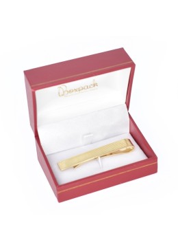 Red leatherette tie clip case, 74x48x40 mm. J-05-SR