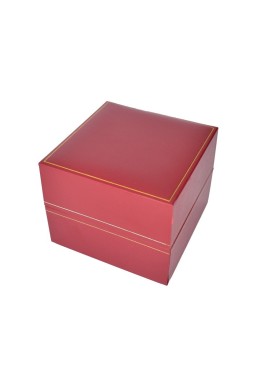 Red leatherette watch case, 90x90x75 mm. J-18-RR