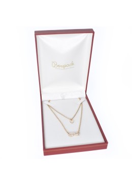 Red leatherette case for necklace 110x155x34 mm. J-15-CR