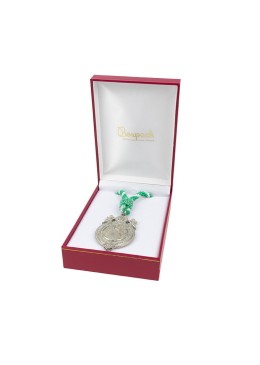 Red leatherette medal case with cord, 110x155x50 mm. J-15-MC-R