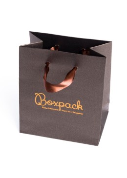 Paper bag with brown ribbon handle for jewelry, costume jewelry and watches 120x150x65 mm BQ-MM