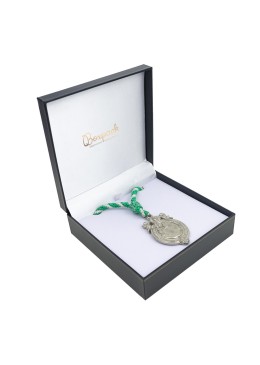 Blue leatherette medal case with cord, 160x160x53 mm. J-02-MC-A