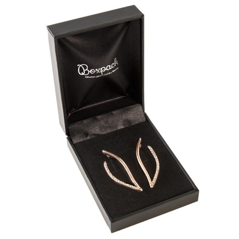 Black leatherette case for earrings 59x79x24 mm. C-3-P