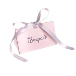 Boîte en carton à monter soi-même en quartz rose avec nœud en satin gris pour bijoux et bijoux fantaisie 100x62x58 mm FL-1-RC