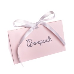 Boîte en carton à monter soi-même en quartz rose avec nœud en satin gris pour bijoux et bijoux fantaisie 150x88x82 mm FL-2-RC